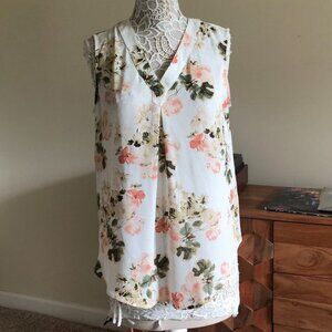 Floral Sleeveless Blouse Tank Top Spring Work